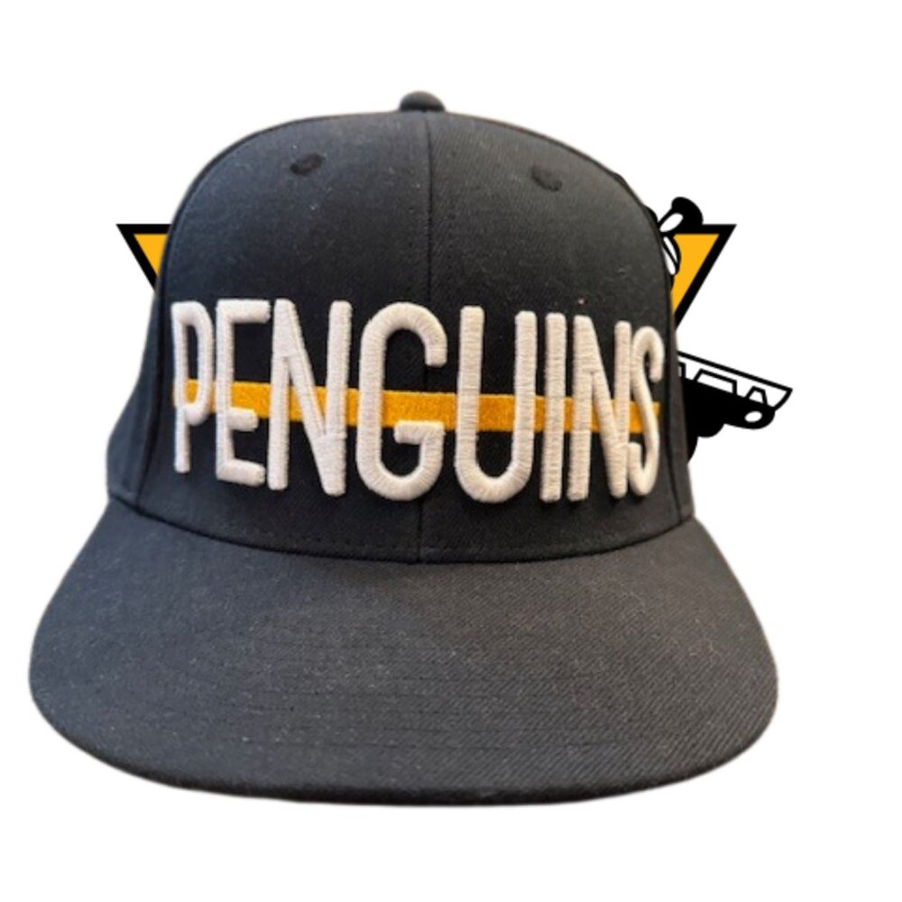 Adidas Pittsburgh Penguins Hat L/XL A-Flex Stretch Fit FH8990 NHL Black Gold Emb
